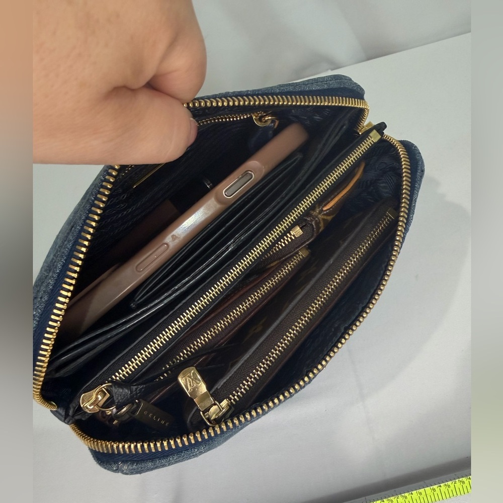 Prada Blue Denim Cosmetic Pouch with Gold Hardware - Picture 16 of 16